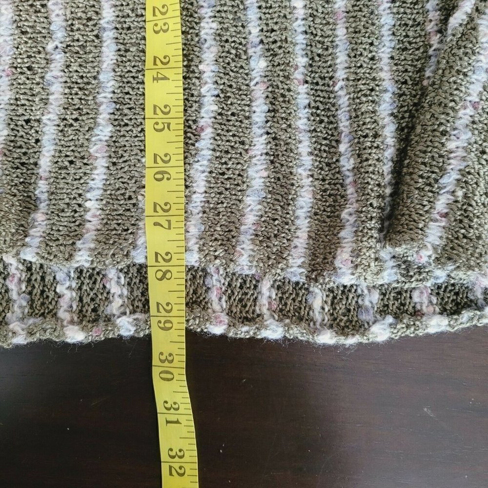 Cottage Core Pullover Knit Vest Tunic Striped BOHO One Size Sm-Lg Olive Green - Picture 9 of 10